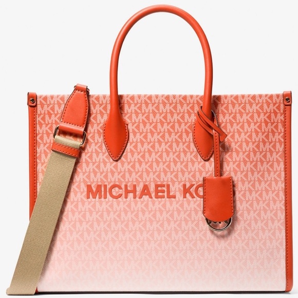 Michael Kors Mirella Small Ombré Signature Logo Crossbody Bag Red Clay - Picture 1 of 9